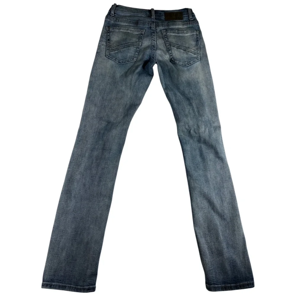 BKE Alec Jeans Mens 28x32 Blue‎ Cotton Low Rise Slim Fit Straight Leg Whiskered